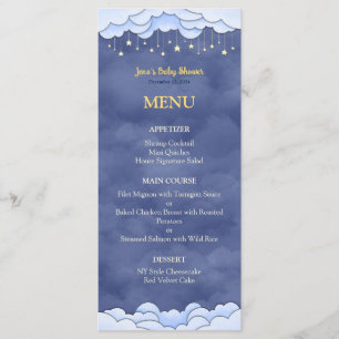 Blue Sky mit dem Baby Shower Flat Menu der hängend Menükarte