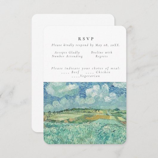 Blue Sky mit Green-field-Hochzeit RSVP Einladung (Vorne/Hinten)