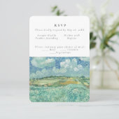 Blue Sky mit Green-field-Hochzeit RSVP Einladung (Stehend Vorderseite)