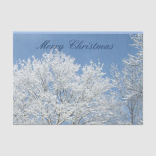 Blue Sky mit Mattierten Bäumen Weihnachtsthema Seidenpapier