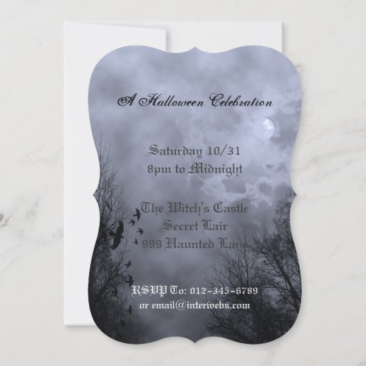 Blue Sky mit Ravens Custom Halloween Einladungen (Rückseite)