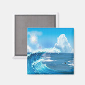 Blue Sky mit Sun Rays japanische Wave Art Magnet (Vorderseite/Rückseite)