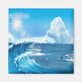 Blue Sky mit Sun Rays japanische Wave Art Magnet
