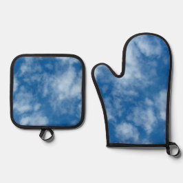 Blue Sky mit Wolken-Naturfotografie Ofenhandschuh & Topflappen-Set