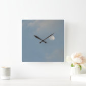 Blue Sky Moon Wall Clock Quadratische Wanduhr (Zuhause)