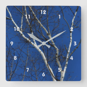 Blue Sky Nature Orton Effect  Quadratische Wanduhr
