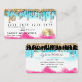 Blue Sky Ocean Watercolor Kreditkarte Gold Tropfen Visitenkarte (Vorne/Hinten)