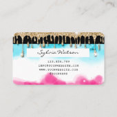 Blue Sky Ocean Watercolor Kreditkarte Gold Tropfen Visitenkarte (Rückseite)