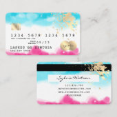 Blue Sky Ocean Watercolor Kreditkarte Sommerstrand Visitenkarte (Vorne/Hinten)