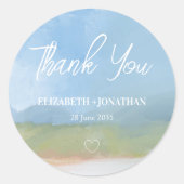 Blue Sky Painted Landscape Hochzeit Vielen Dank Runder Aufkleber (Vorderseite)