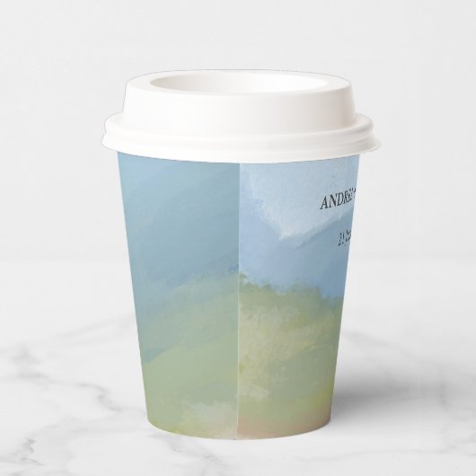 Blue Sky Painted Landscape Wedding  Pappbecher (Rechts)