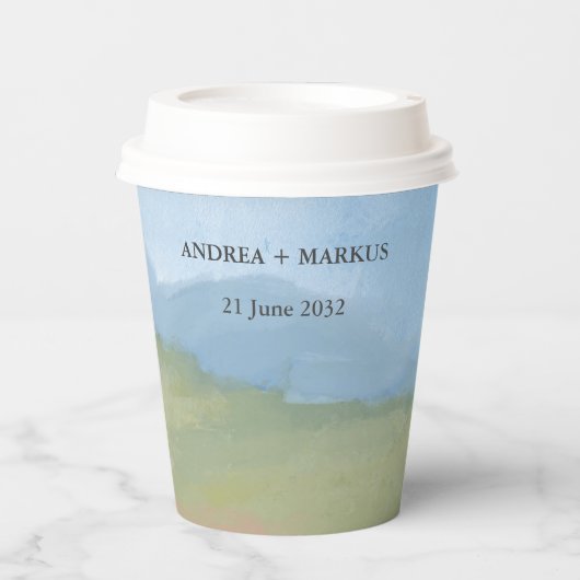 Blue Sky Painted Landscape Wedding Pappbecher (Vorderseite)