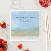 Blue Sky Painted Landscape Wedding  Serviette (Beispiel)