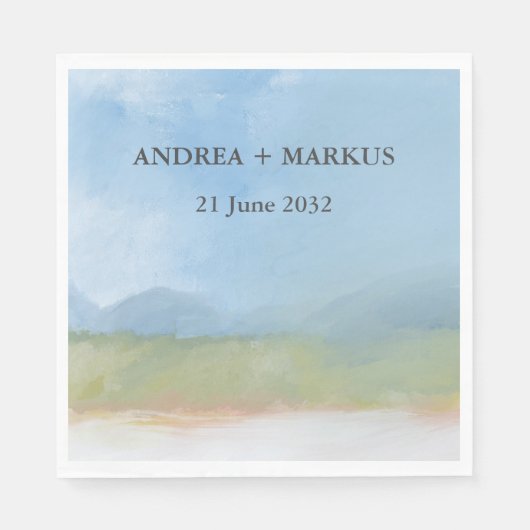 Blue Sky Painted Landscape Wedding  Serviette (Vorderseite)