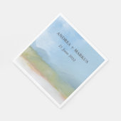 Blue Sky Painted Landscape Wedding  Serviette (Ecke)