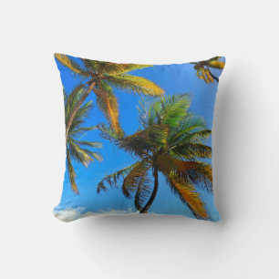 Blue Sky Palm Tree Kissen - Tropische Küste