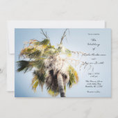 Blue Sky Palm Tree Tropical Island Beach Wedding Einladung (Vorderseite)