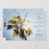 Blue Sky Palm Tree Tropical Island Beach Wedding Einladung (Vorne/Hinten)