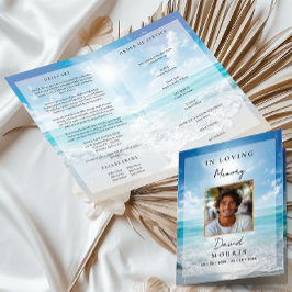 Blue Sky Photo Memorial Funeral Program  Karte