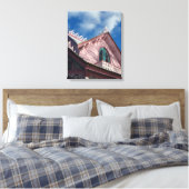 Blue Sky Pink Roofline - Martha's Vineyard Leinwanddruck (Insitu (Schlafzimmer))