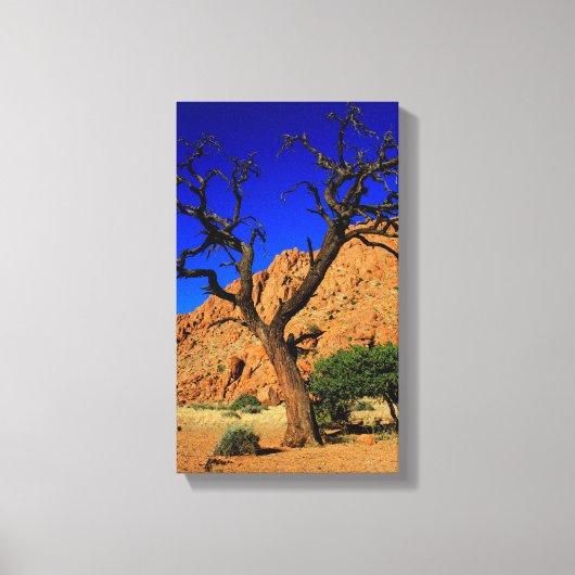 Blue Sky Red Soil Tree Namibia Canvas Print Leinwanddruck (Vorderseite)