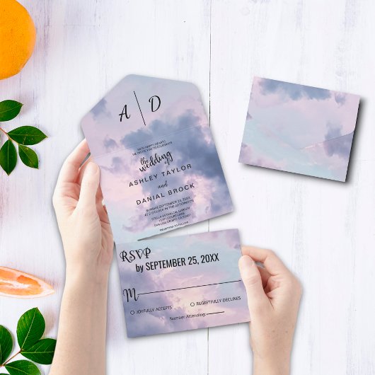 Blue Sky romantic All in One Wedite Einladung