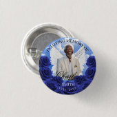 Blue Sky Roses Funeral Memorial Button Angel Wings (Vorne & Hinten)