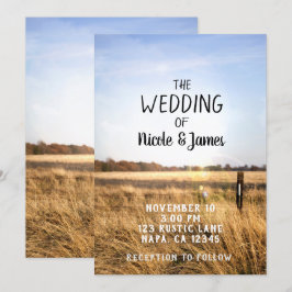 Blue Sky Rustic Country Field Barn Wedding Einladung