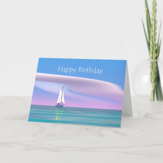 Blue Sky Sailing Birthday Karte (Vorderseite)