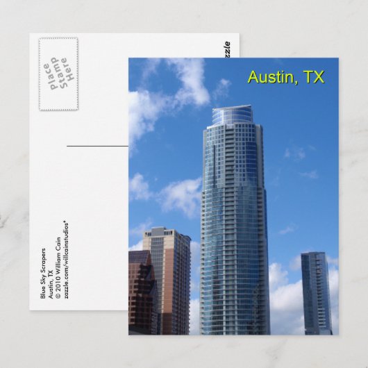 Blue Sky Scraper Postkarte (Vorne/Hinten)