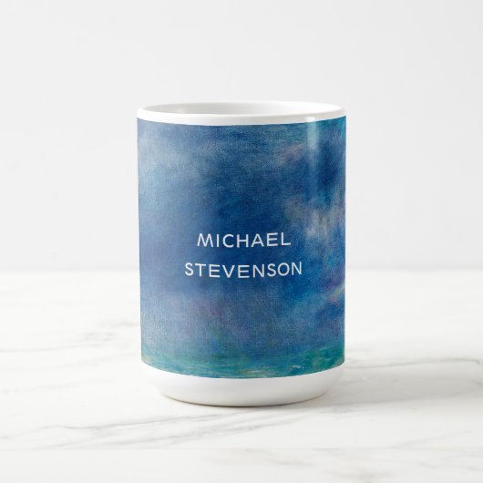 Blue Sky Sea Abstrakt Einzigartiger Chic Moderner Kaffeetasse (Mittel)