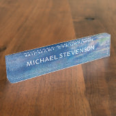 Blue Sky Sea Abstrakt Einzigartiger Chic Moderner Namensplakette (Seite)