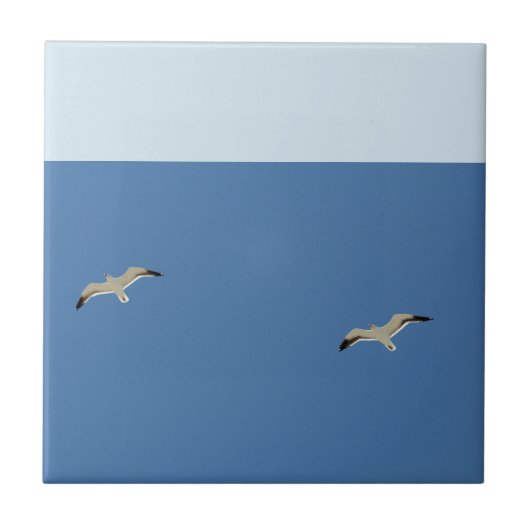 Blue Sky Seagulls Free Glide Flying Fliese (Vorderseite)