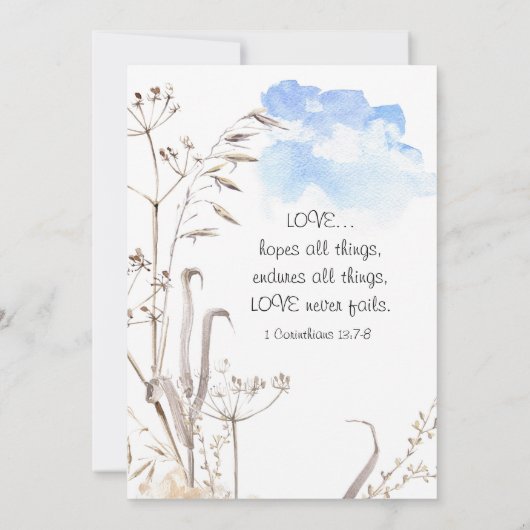 Blue Sky Simple Botanical Garden Christlich Weddin Einladung (Rückseite)