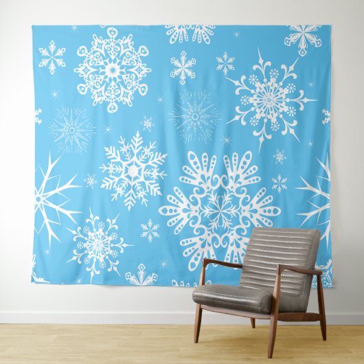 Blue Sky Snowflake Muster Weihnachten Hintergrund Wandteppich (Beispiel (Horizontal))
