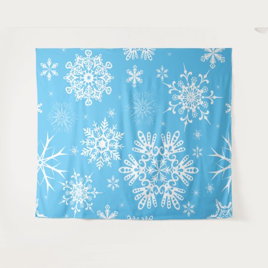 Blue Sky Snowflake Muster Weihnachten Hintergrund Wandteppich (Vorderseite (Horizontal))