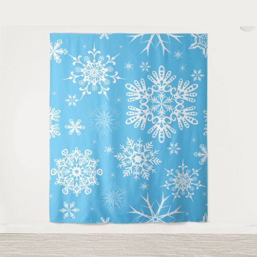 Blue Sky Snowflake Muster Weihnachten Hintergrund Wandteppich (Vorderseite)