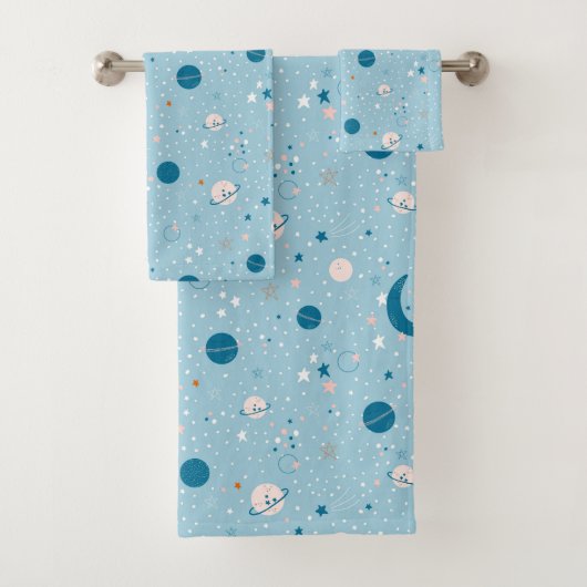 Blue Sky & Space Pattern Badhandtuch Set (Insitu)