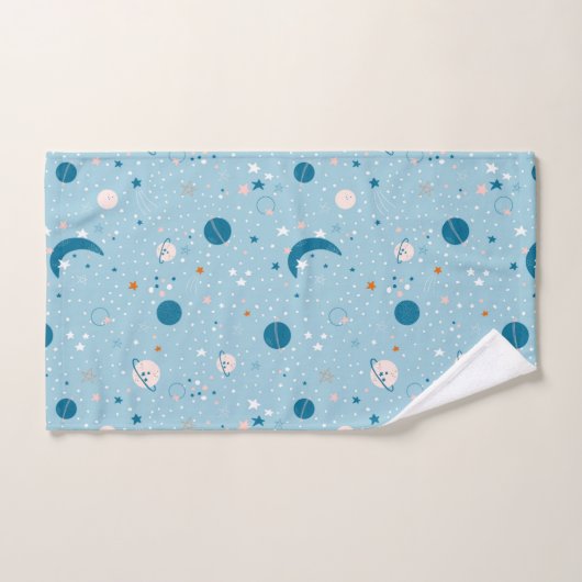 Blue Sky & Space Pattern Badhandtuch Set (Handtuch)