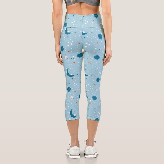 Blue Sky & Space Pattern Capri Leggings (Rückseite)