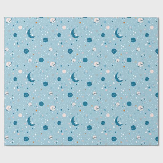 Blue Sky & Space Pattern Geschenkpapier (Flach)