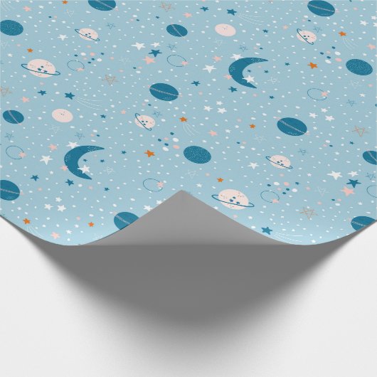 Blue Sky & Space Pattern Geschenkpapier (Ecke)
