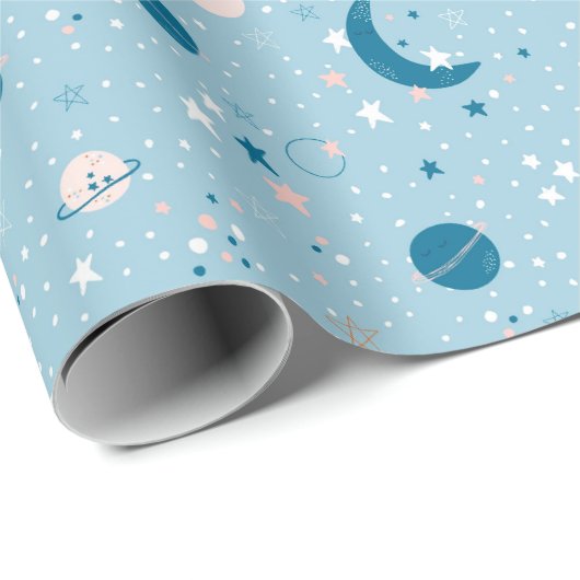 Blue Sky & Space Pattern Geschenkpapier (Rolleneckpunkt)