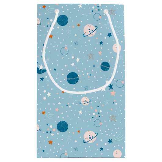 Blue Sky & Space Pattern Kleine Geschenktüte (Rückseite)