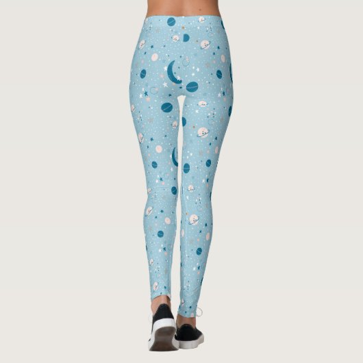 Blue Sky & Space Pattern Leggings (Rückseite)