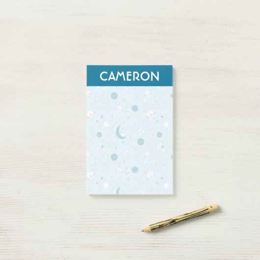 Blue Sky & Space Pattern Post-it Klebezettel (Auf Schreibtisch)