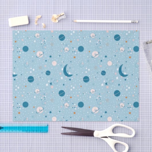 Blue Sky & Space Pattern Seidenpapier (Handwerk)
