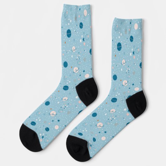 Blue Sky & Space Pattern Socken (Linkes Detail)