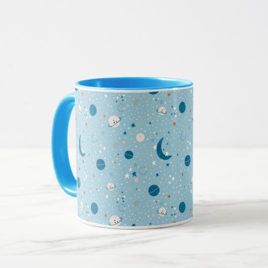 Blue Sky & Space Pattern Tasse (Vorderseite Links)
