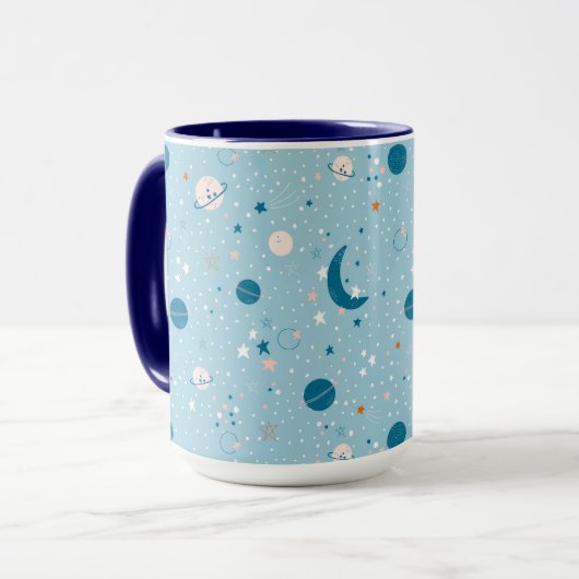 Blue Sky & Space Pattern Tasse (Vorderseite Links)